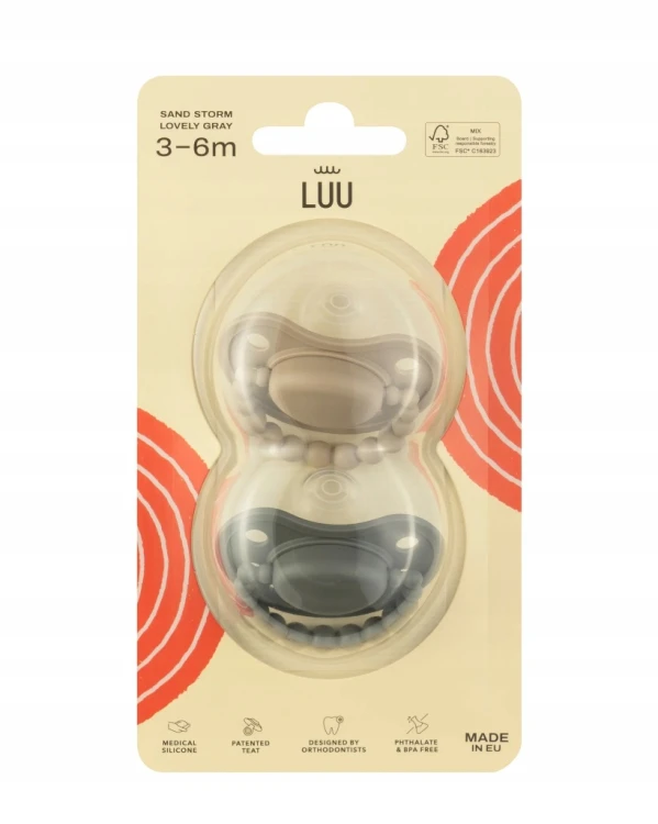 Zestaw smoczków LUU Kids Sand Storm i Lovely Gray 6m+
