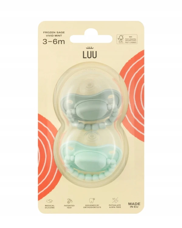 Zestaw smoczków LUU Kids Frozen Sage i Vivid Mint 3-6m