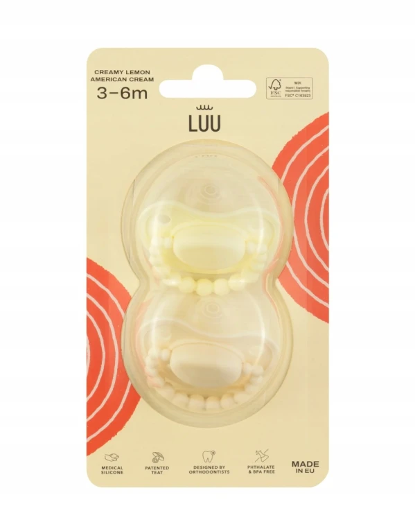 Zestaw smoczków LUU Kids Creamy Lemon i American Cream 3-6m