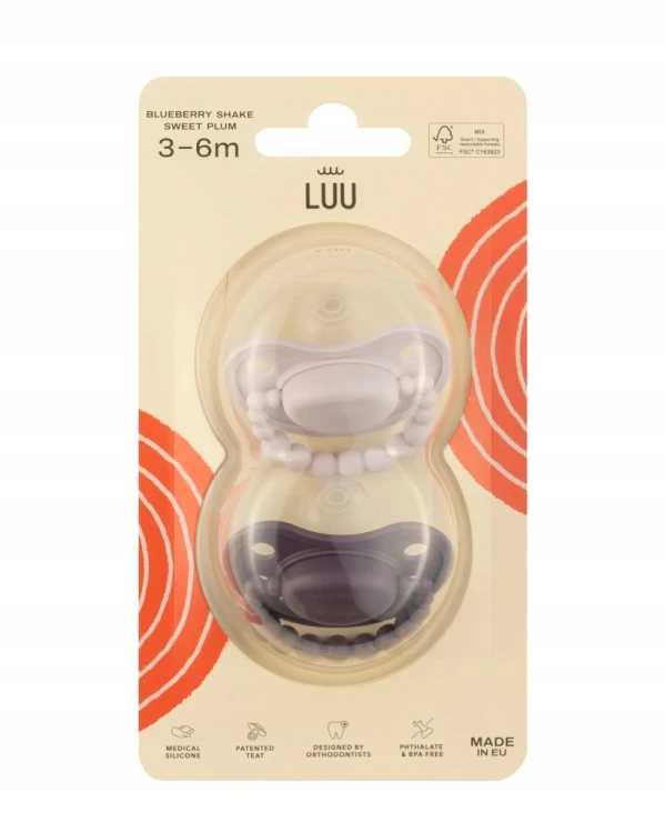 Zestaw smoczków LUU Kids Blueberry Shake i Sweet Plum 6M+
