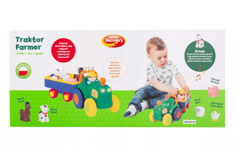 .Dumel Traktor Farmer z przyczepą i zwierzątkami