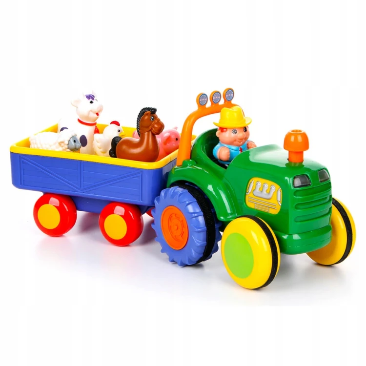 .Dumel Traktor Farmer z przyczepą i zwierzątkami