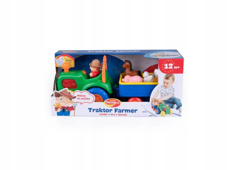 .Dumel Traktor Farmer z przyczepą i zwierzątkami