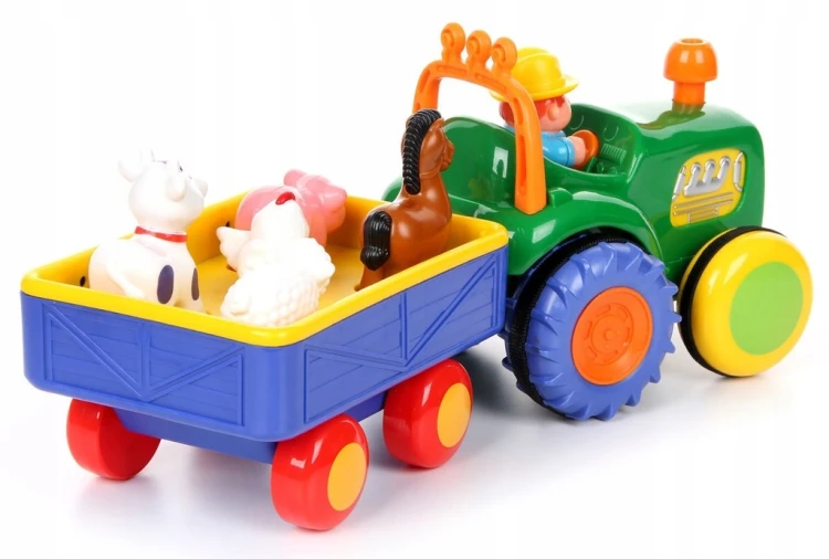 .Dumel Traktor Farmer z przyczepą i zwierzątkami
